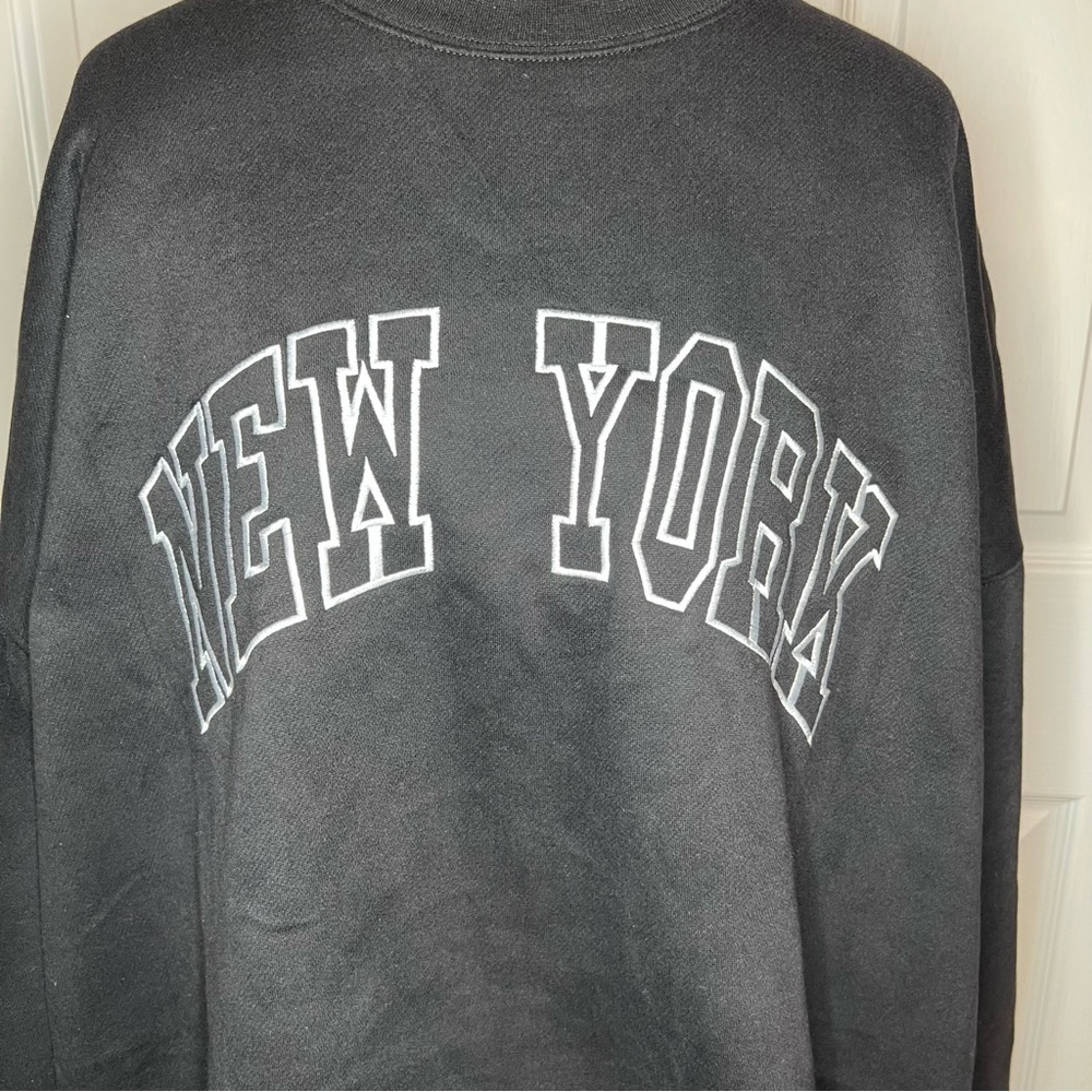 New York Embroidered Black Crewneck Sweatshirt NWT Lomon 3XL Black White Unisex. - Picture 8 of 12